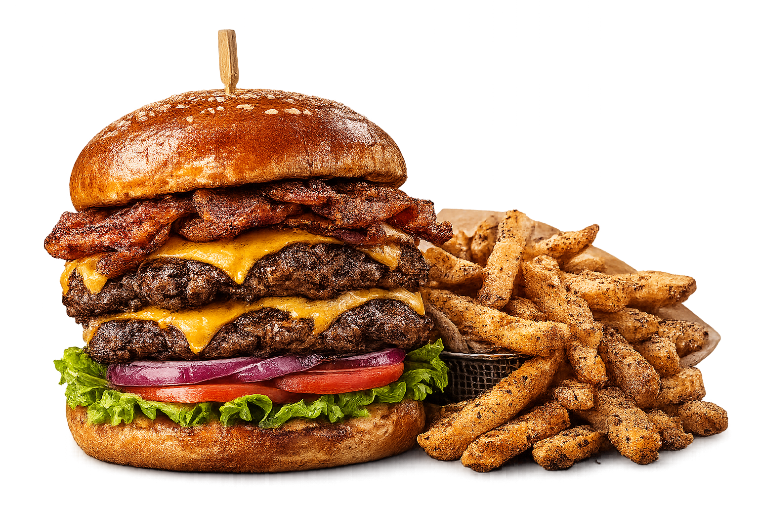 Majors burger and fries